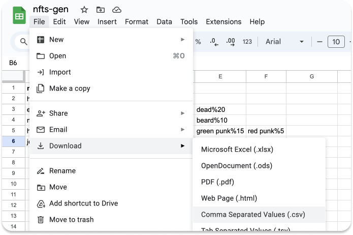 Export CSV