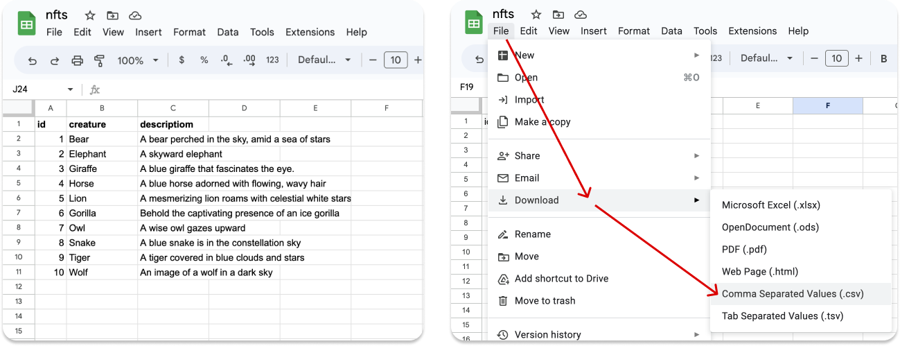 Google sheets